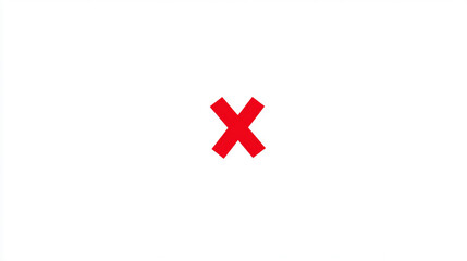 Simple red cross “X” mark on a clean blank background with empty caption space on the side. Minimalist design, clear and bold symbol for error, cancel, or no entry.

