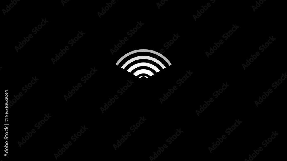 Poster wi-fi icon symbolizing internet access. abstract animation of a glowing turquoise wi-fi signal with 