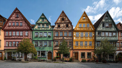 Fototapeta premium Row of Colorful Half-Timbered Houses