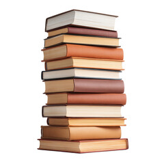 Stack of Various Colored Books on White Background Highlighting Textures and Designs for Education and Literature Themes Transparent background or PNG