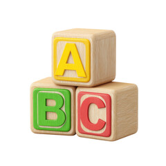 Colorful Wooden Alphabet Blocks Stacked on Each Other for Educational Play and Learning Activities Transparent background or PNG
