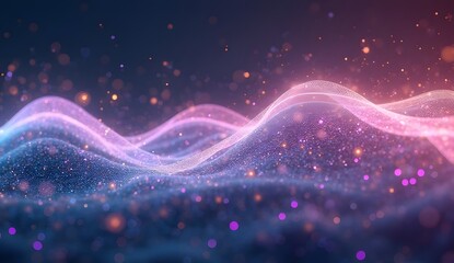 Obraz premium Abstract Purple and Pink Glitter Waves with Sparkling Light Effects