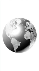Fototapeta premium Minimal white globe icon on a clean blank background with ample caption space on the side. Simple, modern design symbolizes global connection, internet, communication, or worldwide access.