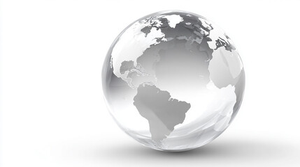Fototapeta premium Minimal white globe icon on a clean blank background with ample caption space on the side. Simple, modern design symbolizes global connection, internet, communication, or worldwide access.