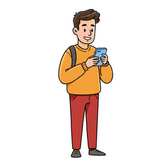 Man holding phone checking social media. Perfect for digital communication, smartphone usage, or modern connectivity concepts.