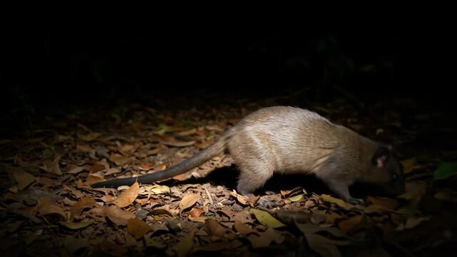 Elusive Coendou: Nighttime Foraging in the Leaf-Strewn Forest Floor