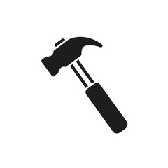 Black Silhouette of a Claw Hammer Icon isolated on a transparent background tool