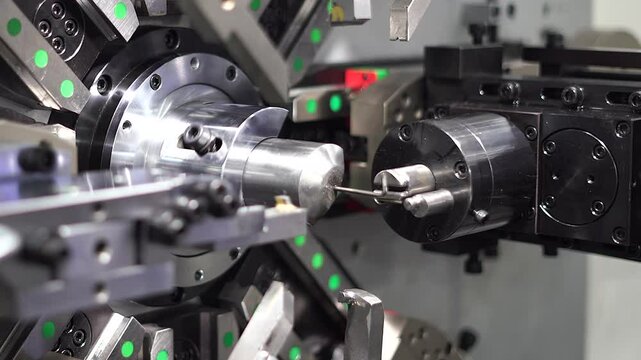 Machines are working to produce wire springs in an industrial plant.