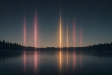 Light Pillars over Frozen Lake