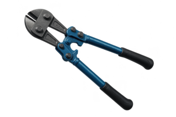 Blue bolt cutters isolated on transparent background, industrial tool, robust design