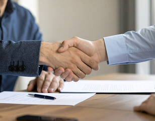 Successful Business Deal Handshake Professional Agreement Contract Closing
