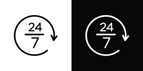 24 7 icon of glyph style design vector pack