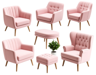 set of colorful armchair