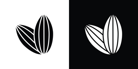 Almond icon of glyph style design vector pack