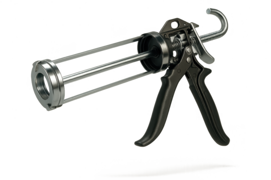 Professional caulking gun isolated on transparent background, sealant applicator