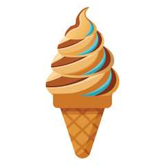 Deliciously sweet vanilla ice cream in a crisp waffle cone, isolated on white, perfect for a refreshing summer snack