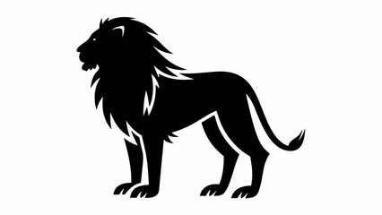 Silhouette of a majestic lion standing tall with a flowing mane and a powerful, regal appearance on display