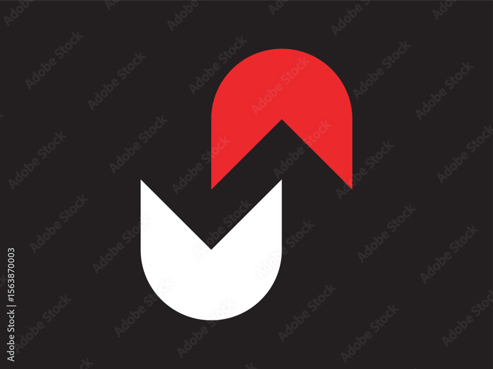 Aufkleber minimalist geometric up and down shape simple abstract graphic element