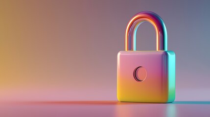 Cybersecurity . Minimalist 3D Floating Padlock on Pastel Background, Soft Matte Plastic Style, Modern Data Protection and Cybersecurity Concept, Wide Composition with Copy Space. Protection web, AI