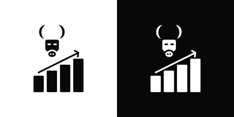 Bull market icon of glyph style design vector pack