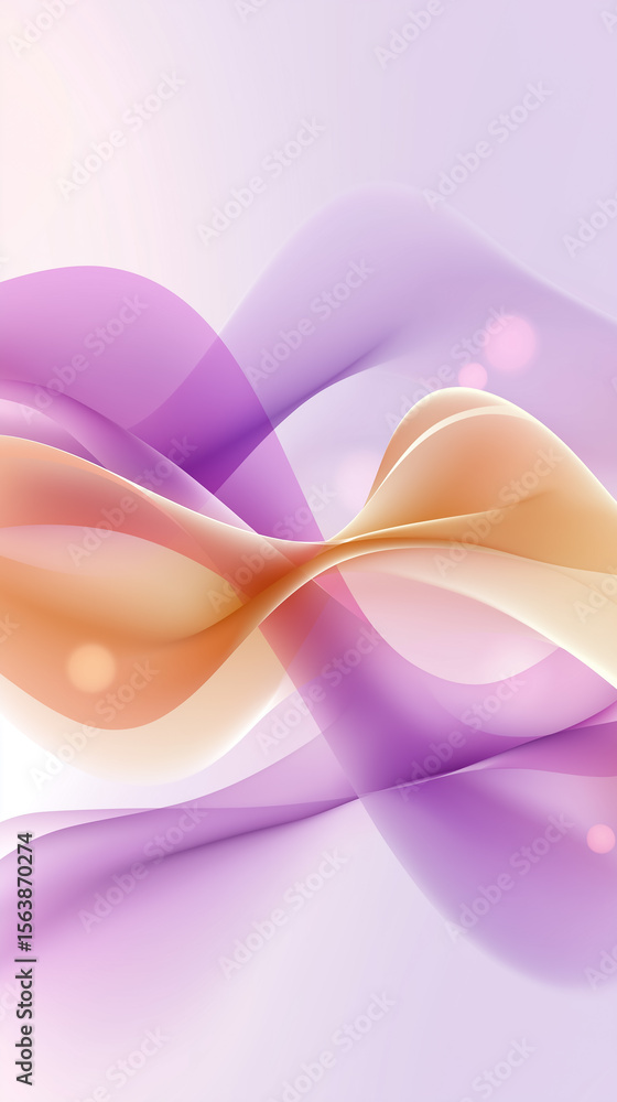 Poster soft flowing abstract illustration featuring a pastel gradient mesh from peach to lavender. settings