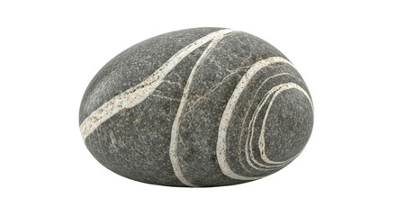 Fototapeta premium Striped Stone: A captivating close-up of a uniquely patterned grey and white stone, showcasing its intricate texture and natural beauty.