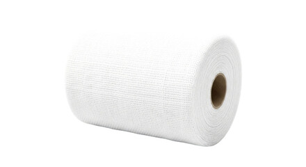 Fototapeta premium White Fabric Roll: Detailed Close-Up of Woven Mesh Textile Texture