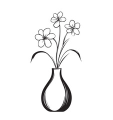 Stylish black and white floral vase design