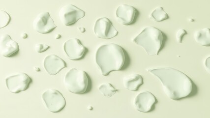 Abstract arrangement of white cream cosmetic product blobs on a light background, showcasing texture and skincare product consistency
