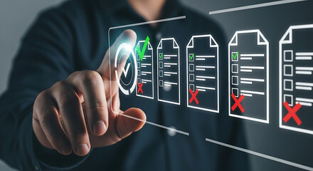 Person interacting with digital checklist task management progress tracking