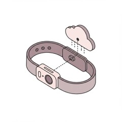Isometric Illustration of Wearable Technology with Cloud Sync
