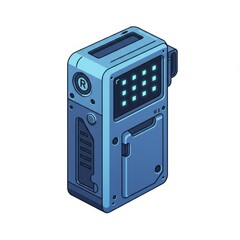 Fototapeta premium Futuristic Blue Pixel Art Gadget