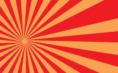 Red yellow rays background. Sun rays poster. Sunbeams. Pop Art Background. Retro Background. Comic star burst rays.