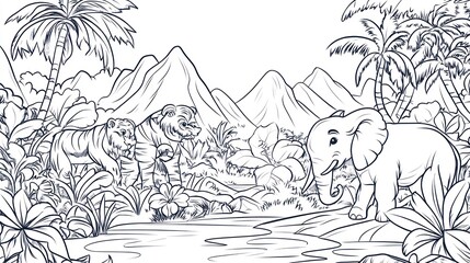 Jungle Animals Coloring Page