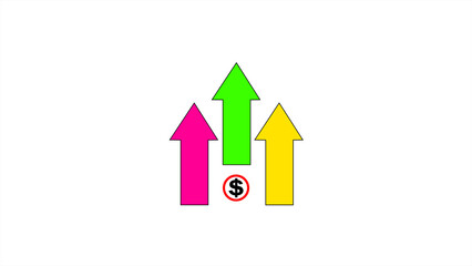 Financial Growth Illustration With Dollar Symbol And Upward Arrows On Dollar rate increase icon . profit dollar icon and arrow.