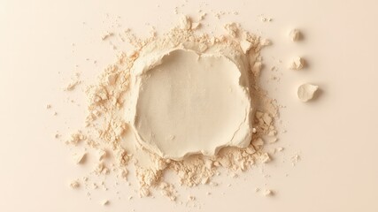 Pile of Unrefined Light Beige Powdered Material with Smaller Crumbs Beside it on a Clean, Neutral Colored Surface