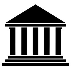 Government building with columns simple design silhouette vector illustration