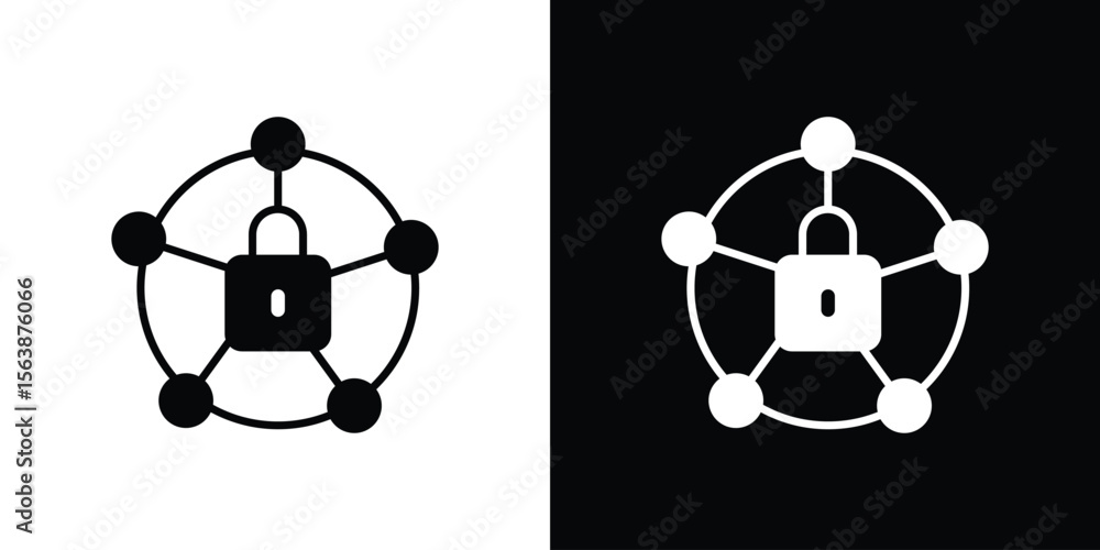Poster private network icon of glyph style design vector pack