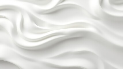 Smooth, Silky Texture of a Pure White, Wavy Surface Resembling Cream or Fabric, Reflecting Light in Subtle Variations