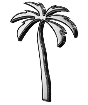 Y2K Silver Chrome Coconut Tree palm tree symbol PNG