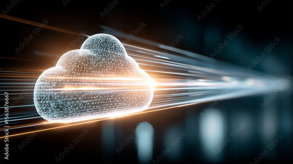 Poster cloud computing technology concept for fast transferring data at high speed