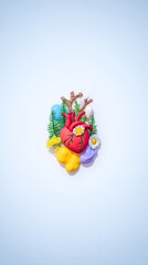Pastel Heart with Flowers and Nature Illustration