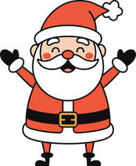 Cute happy Santa Claus cartoon character vector illustration for Christmas.