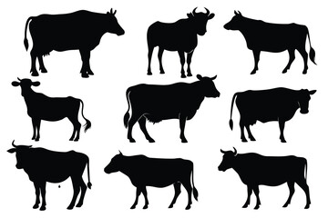 Cow set silhouette