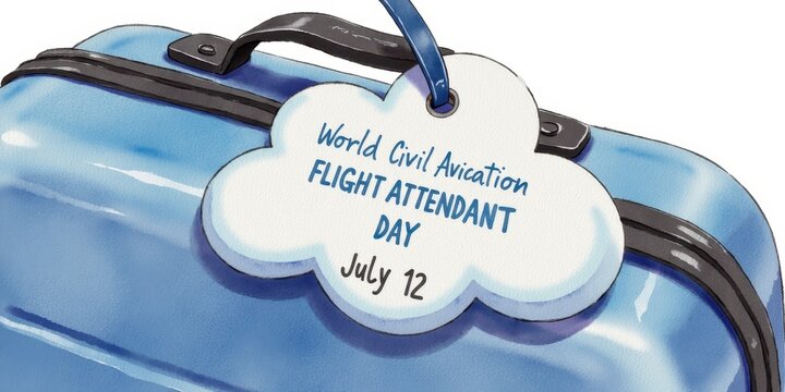 World civil aviation day flight attendant celebration tag on blue suitcase World Civil Aviation Flight Attendant Day