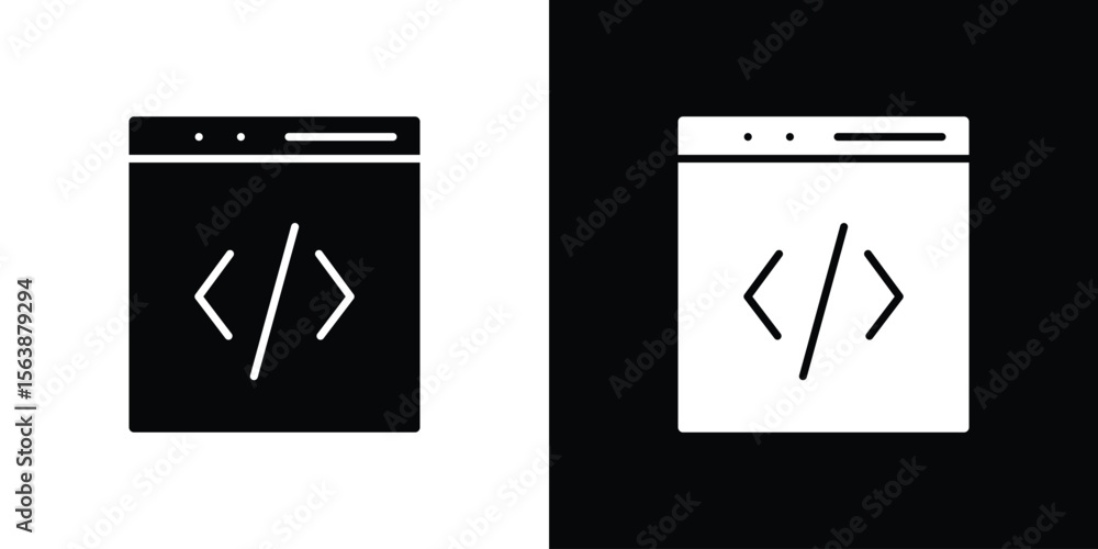 Poster web code icon of glyph style design vector pack