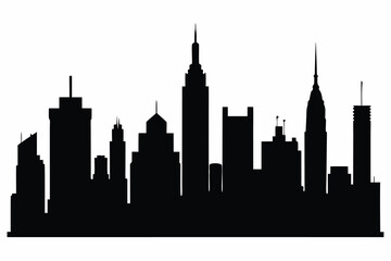 New York City skyline silhouette vector illustration at sunset