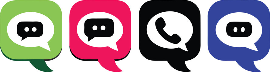 Colorful Chat and Phone Call Icons for Communication and Social Media