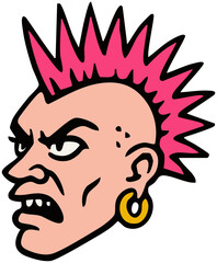 Punk vector icon with retro grunge style. Ideal for zines, stickers, posters, tattoos, and alternative fashion design. Punk Stickers. SVG. Vector.