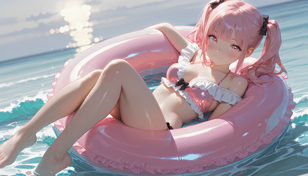 ビキニと浮き輪　夏